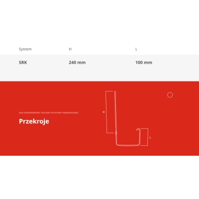 KROP Hak dokrokwiowy stalowy do rynny kwadratowej 135 mm
